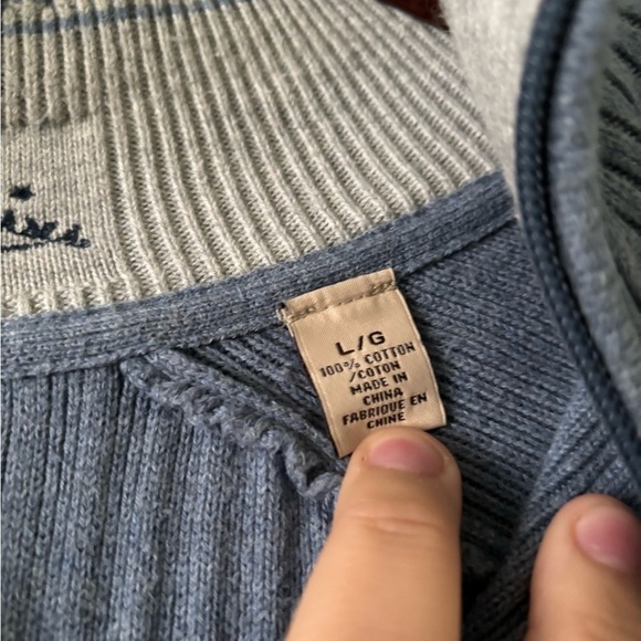Mens Tommy Bahama Sweater 1/2 Zip Size L Cotton Blue Long Sleeve - Picture 3 of 4